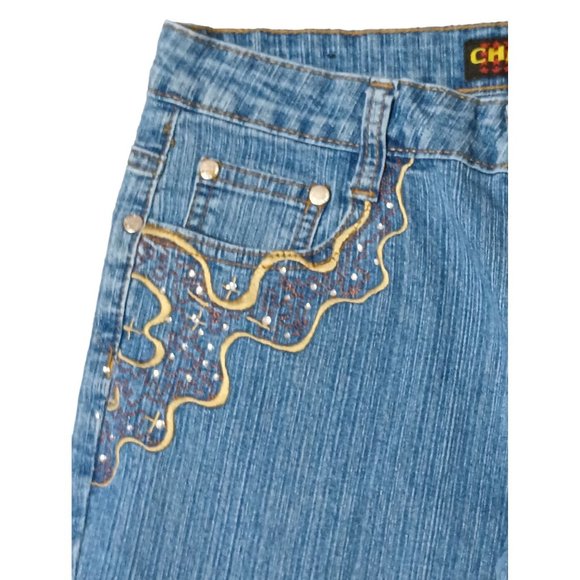 Charlotte Jeans Womens Size 7 / 8 Juniors Stretch Boot Embellished Embroidered - Picture 5 of 13